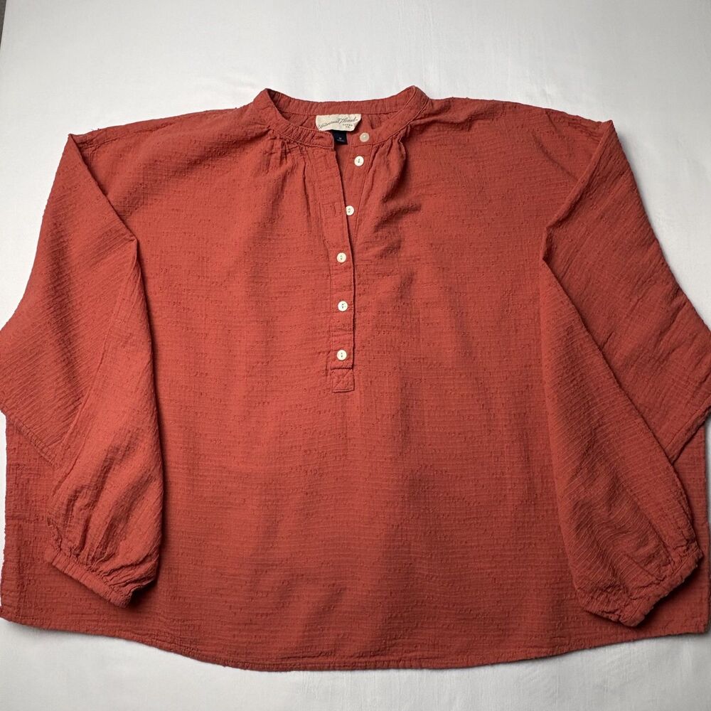 Universal Thread Rust Orange Textured Popover Blouse Women's Size M